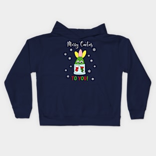 Merry Cactus To You - Hybrid Cactus In Christmas Themed Pot Kids Hoodie